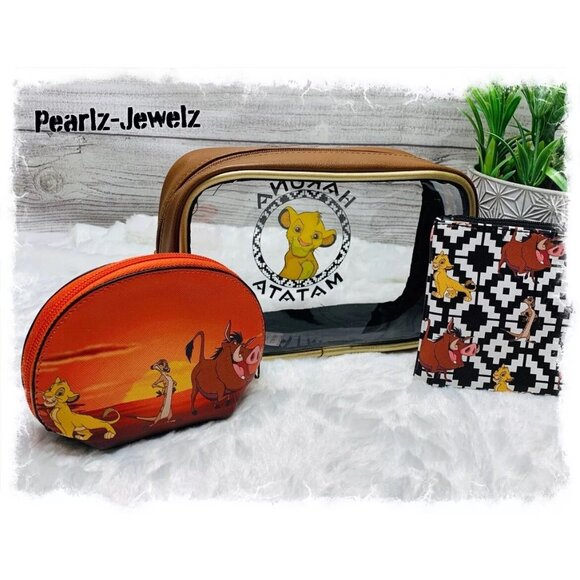 Loungefly Disney Lion King Simba Hakuna Matata MakeUp Cosmetic Bag 3 pc set-NEW - Picture 9 of 11